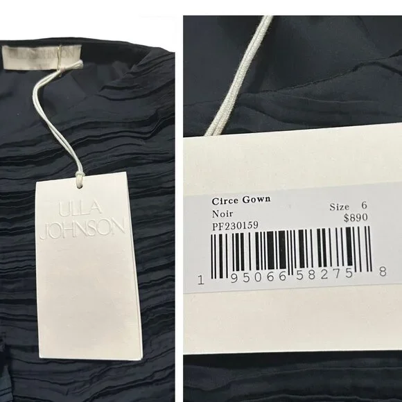 Ulla Johnson Circe Gown Noir Black Pleated Asymmetric Dress Size 6 NWT - Picture 6 of 16